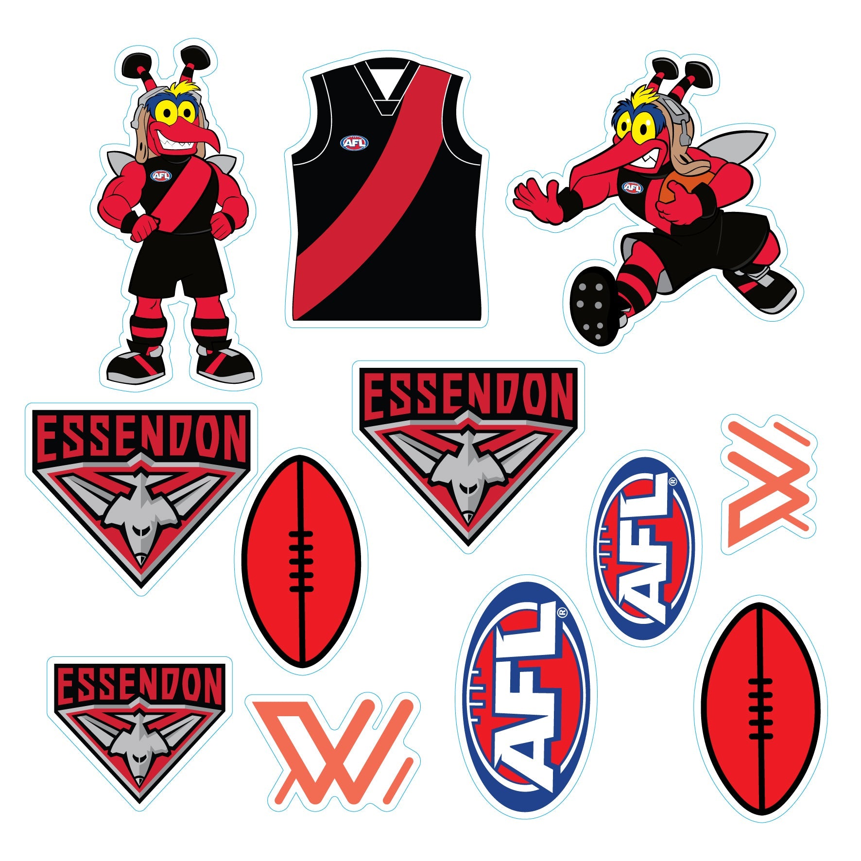 (20-PACK) AFL Licensed Individual Team Sticker Sheets - Choose Your Team!